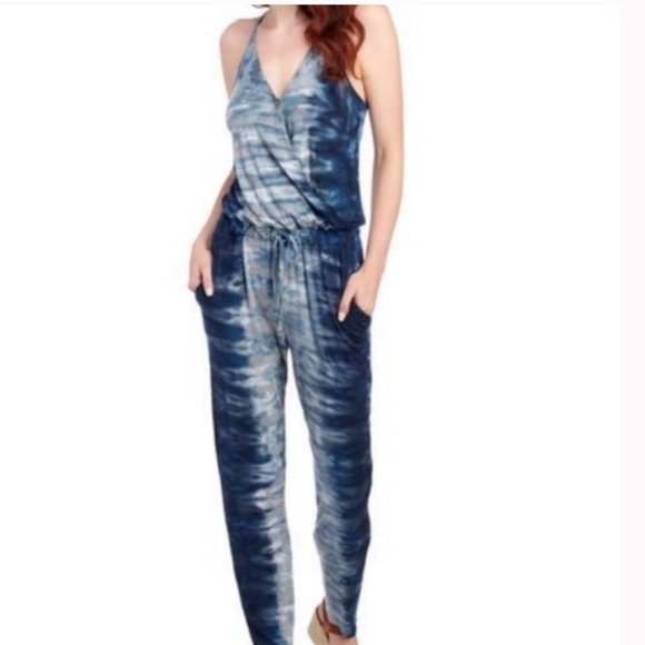 Young Fabulous & Broke Women's Blue Tie Dye Jumpsuit Medium